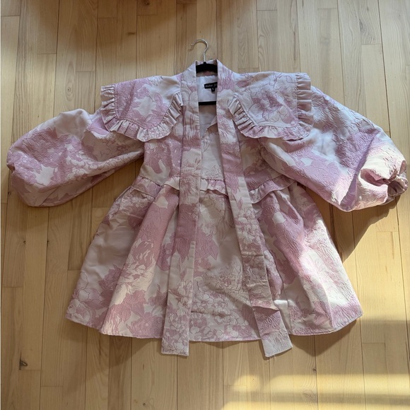 Sister Jane Pink Floral Jacquard Bow Front Mini Dress - Picture 2 of 2